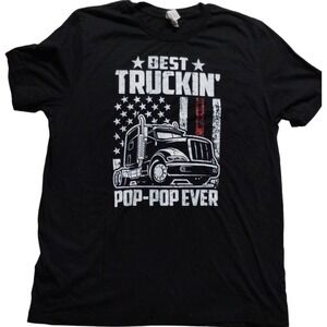 Father's Day Best Trucker Pop-Pop Ever Graphic T-Shirt USA‎ Strong Black Mens XL